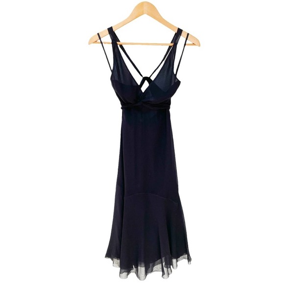 Ted Baker Dresses & Skirts - TED BAKER Black Silk Sheer Midi Dress Criss Cross Back Ted 2 US 6